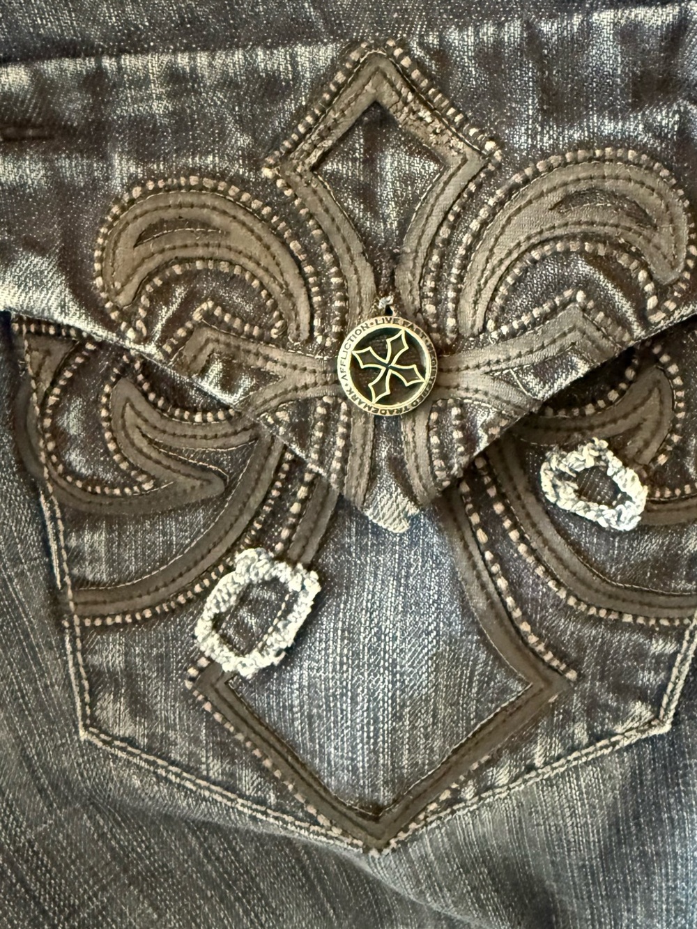 Affliction Black Premium Blake Relaxed Straight Leg w/ Embroidered Pockets - Picture 7 of 9